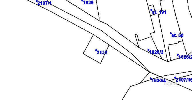 Parcela st. 2132 v KÚ Jedovary, Katastrální mapa