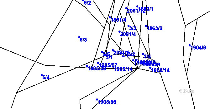 Parcela st. 5/1 v KÚ Ostrolovský Újezd, Katastrální mapa