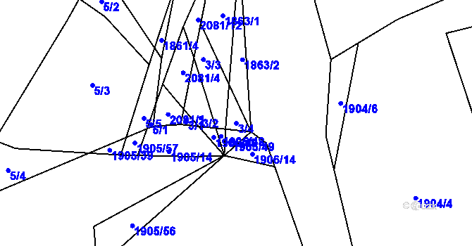 Parcela st. 3/4 v KÚ Ostrolovský Újezd, Katastrální mapa