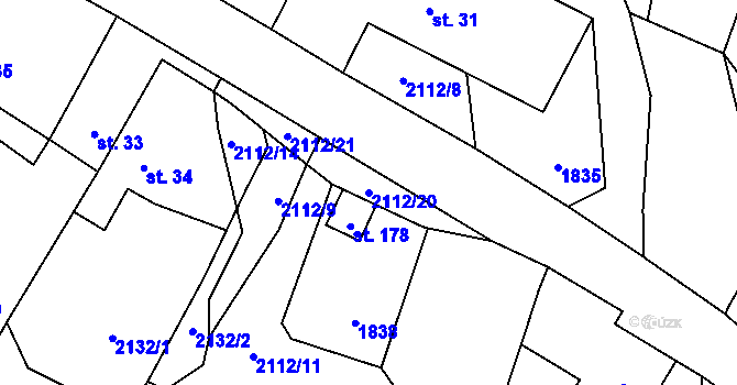 Parcela st. 2112/20 v KÚ Ostrolovský Újezd, Katastrální mapa