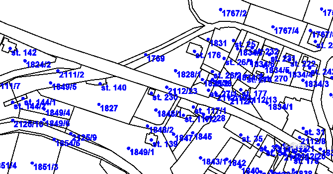 Parcela st. 2112/23 v KÚ Ostrolovský Újezd, Katastrální mapa