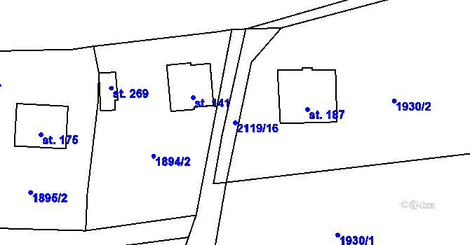 Parcela st. 2119/16 v KÚ Ostrolovský Újezd, Katastrální mapa