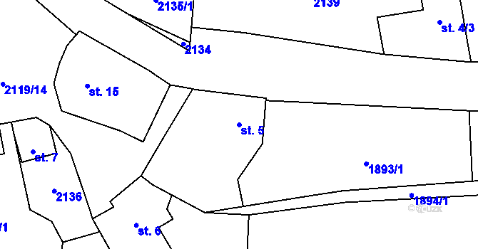 Parcela st. 5 v KÚ Ostrolovský Újezd, Katastrální mapa