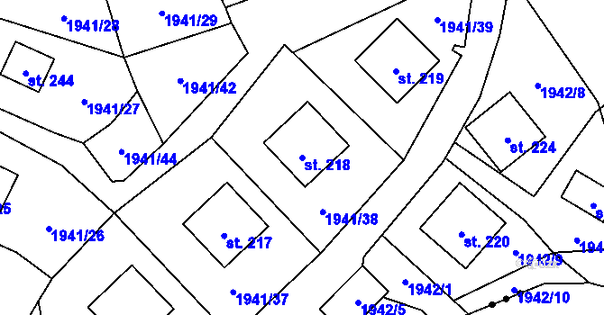 Parcela st. 218 v KÚ Ostrolovský Újezd, Katastrální mapa