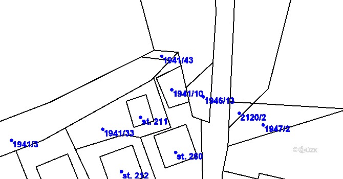 Parcela st. 1941/10 v KÚ Ostrolovský Újezd, Katastrální mapa