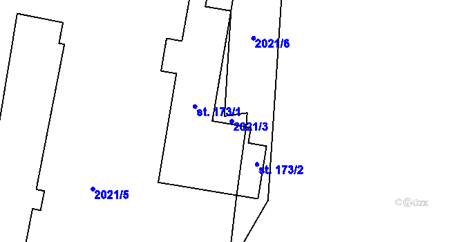 Parcela st. 2021/3 v KÚ Ostrolovský Újezd, Katastrální mapa
