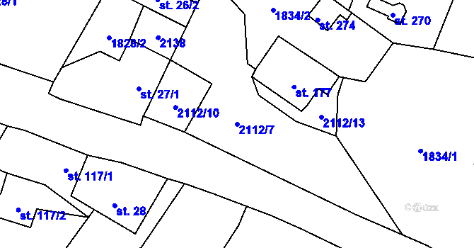 Parcela st. 2112/7 v KÚ Ostrolovský Újezd, Katastrální mapa