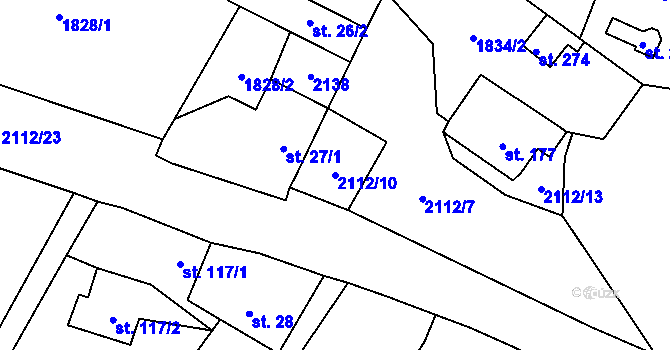 Parcela st. 2112/10 v KÚ Ostrolovský Újezd, Katastrální mapa