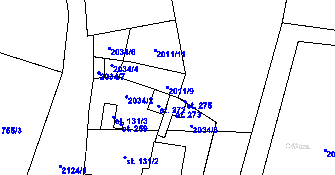 Parcela st. 2011/9 v KÚ Ostrolovský Újezd, Katastrální mapa