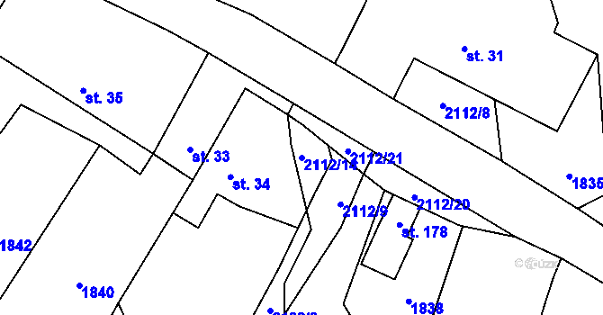 Parcela st. 2112/14 v KÚ Ostrolovský Újezd, Katastrální mapa
