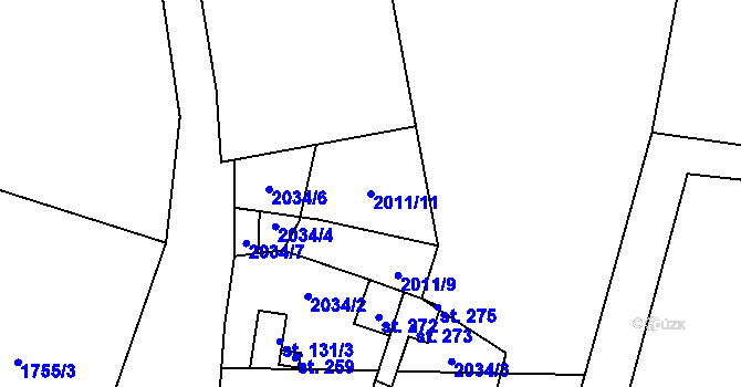 Parcela st. 2011/11 v KÚ Ostrolovský Újezd, Katastrální mapa
