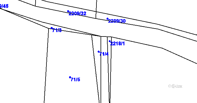 Parcela st. 71/4 v KÚ Otěvěk, Katastrální mapa