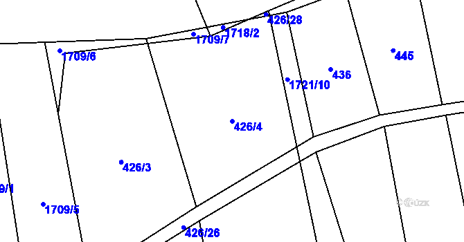 Parcela st. 426/4 v KÚ Otěvěk, Katastrální mapa
