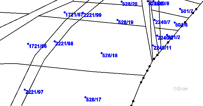 Parcela st. 528/18 v KÚ Otěvěk, Katastrální mapa
