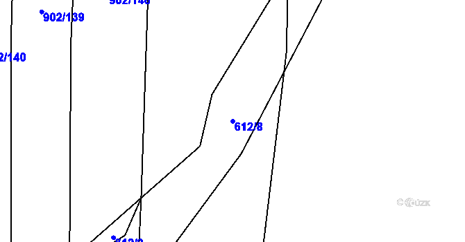 Parcela st. 612/8 v KÚ Otěvěk, Katastrální mapa