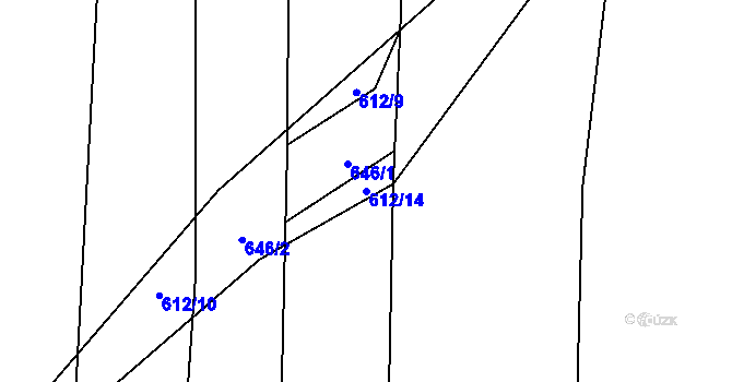 Parcela st. 612/14 v KÚ Otěvěk, Katastrální mapa