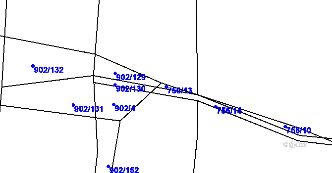 Parcela st. 756/13 v KÚ Otěvěk, Katastrální mapa