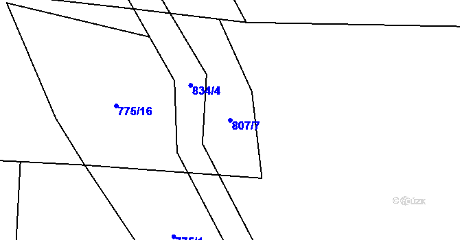Parcela st. 807/7 v KÚ Otěvěk, Katastrální mapa