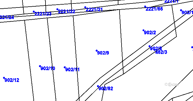 Parcela st. 902/9 v KÚ Otěvěk, Katastrální mapa