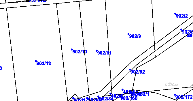 Parcela st. 902/11 v KÚ Otěvěk, Katastrální mapa