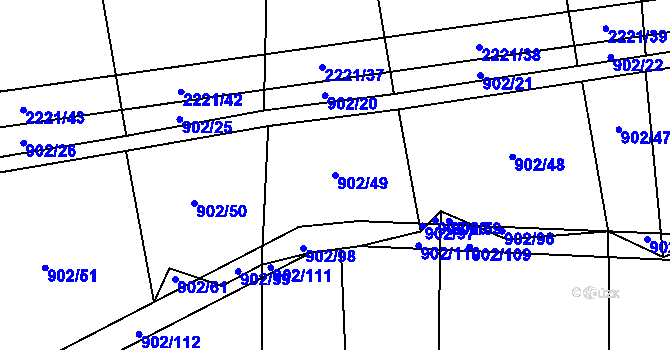 Parcela st. 902/49 v KÚ Otěvěk, Katastrální mapa