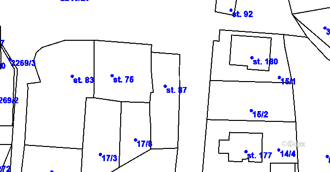 Parcela st. 87 v KÚ Otěvěk, Katastrální mapa