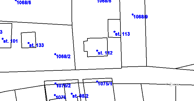 Parcela st. 112 v KÚ Otěvěk, Katastrální mapa