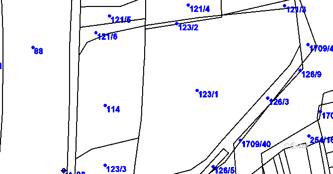 Parcela st. 123 v KÚ Otěvěk, Katastrální mapa