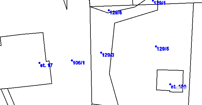 Parcela st. 129/3 v KÚ Otěvěk, Katastrální mapa