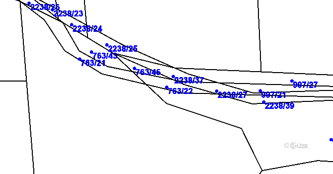 Parcela st. 763/22 v KÚ Otěvěk, Katastrální mapa