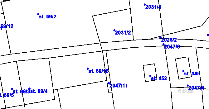 Parcela st. 2047/13 v KÚ Otěvěk, Katastrální mapa