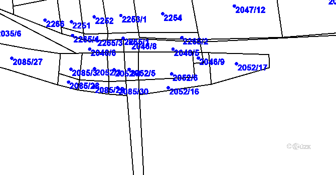 Parcela st. 2052/16 v KÚ Otěvěk, Katastrální mapa