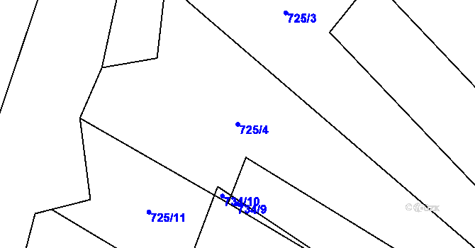 Parcela st. 725/4 v KÚ Rankov u Trhových Svinů, Katastrální mapa
