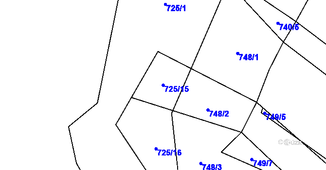 Parcela st. 725/15 v KÚ Rankov u Trhových Svinů, Katastrální mapa