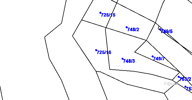 Parcela st. 725/16 v KÚ Rankov u Trhových Svinů, Katastrální mapa