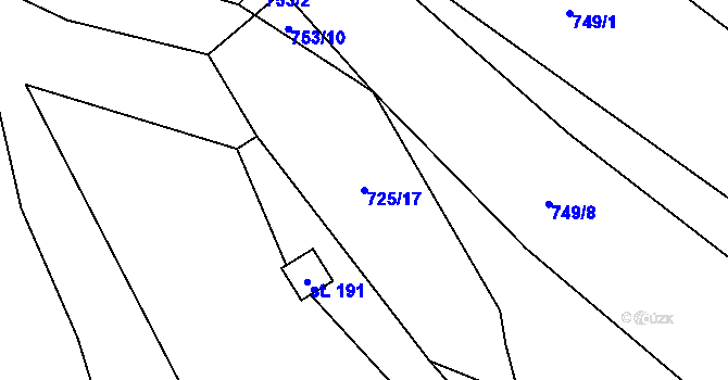 Parcela st. 725/17 v KÚ Rankov u Trhových Svinů, Katastrální mapa
