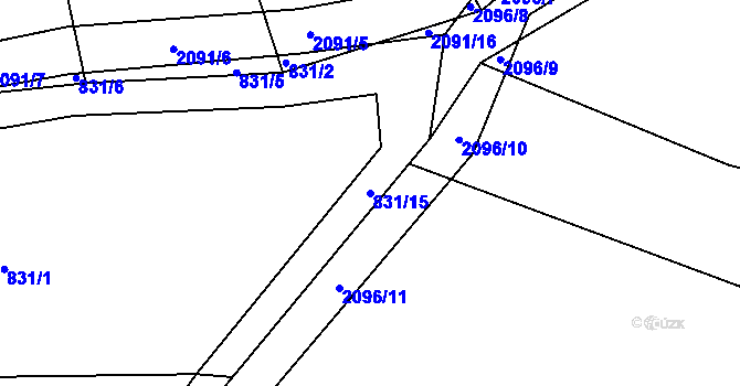 Parcela st. 831/15 v KÚ Rankov u Trhových Svinů, Katastrální mapa