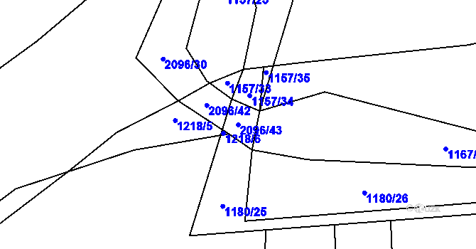 Parcela st. 2096/43 v KÚ Rankov u Trhových Svinů, Katastrální mapa