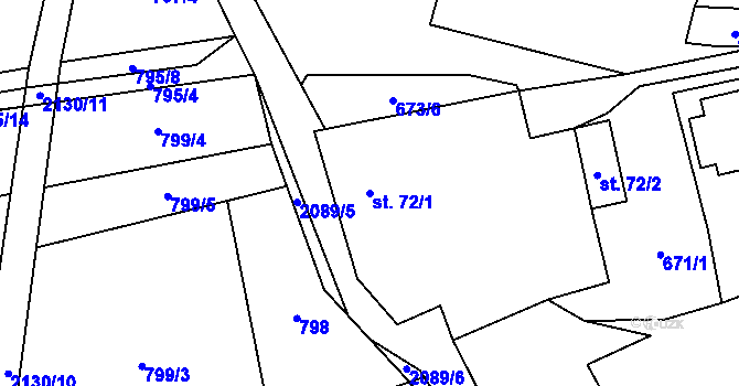 Parcela st. 72/1 v KÚ Rankov u Trhových Svinů, Katastrální mapa