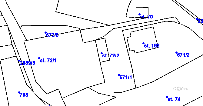Parcela st. 72/2 v KÚ Rankov u Trhových Svinů, Katastrální mapa