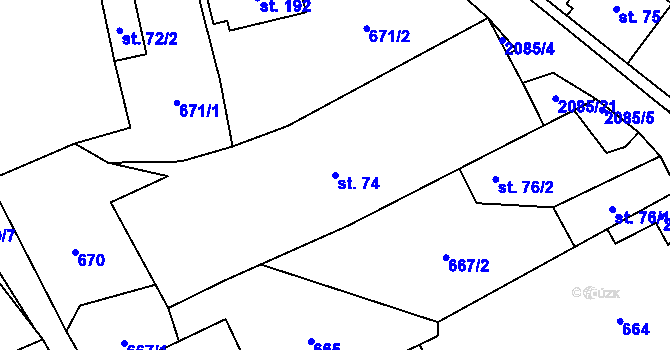 Parcela st. 74 v KÚ Rankov u Trhových Svinů, Katastrální mapa