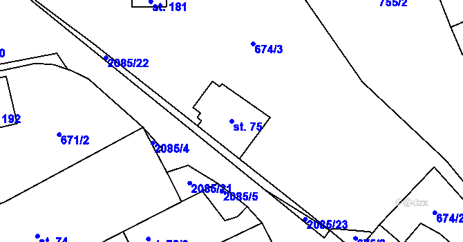 Parcela st. 75 v KÚ Rankov u Trhových Svinů, Katastrální mapa