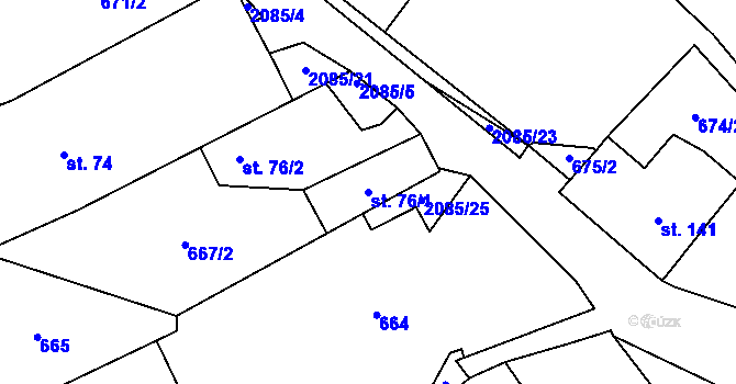 Parcela st. 76/1 v KÚ Rankov u Trhových Svinů, Katastrální mapa