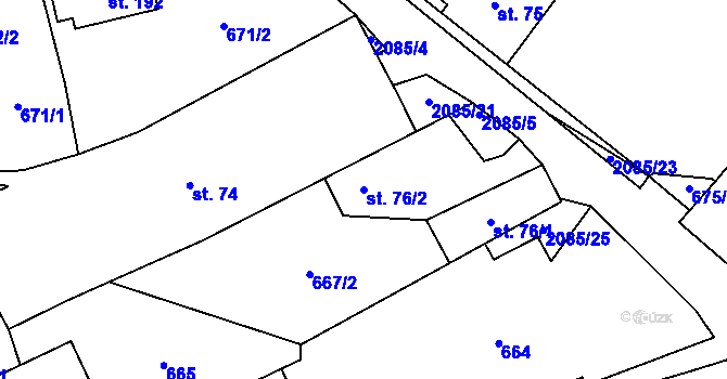 Parcela st. 76/2 v KÚ Rankov u Trhových Svinů, Katastrální mapa