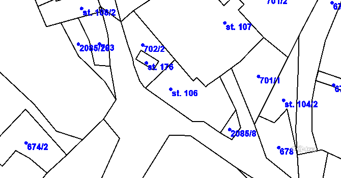 Parcela st. 106 v KÚ Rankov u Trhových Svinů, Katastrální mapa