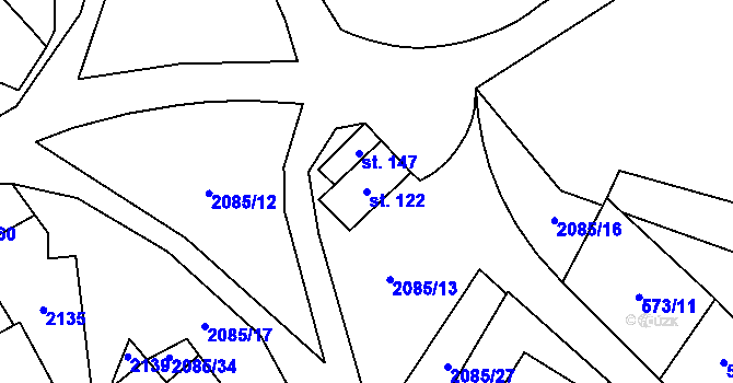 Parcela st. 122 v KÚ Rankov u Trhových Svinů, Katastrální mapa
