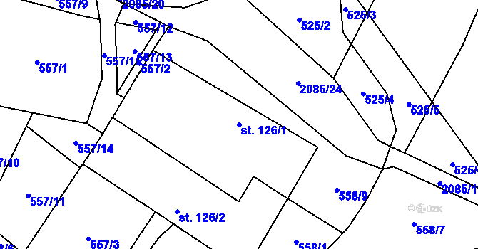 Parcela st. 126/1 v KÚ Rankov u Trhových Svinů, Katastrální mapa