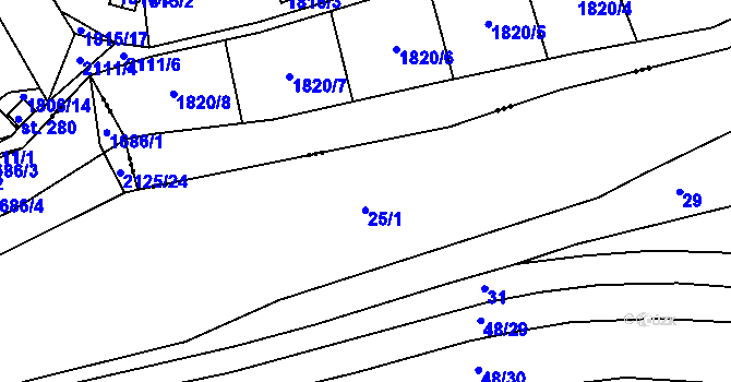 Parcela st. 25 v KÚ Rankov u Trhových Svinů, Katastrální mapa