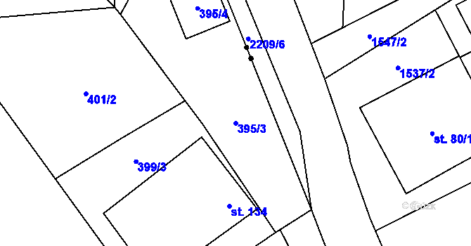 Parcela st. 395/3 v KÚ Rankov u Trhových Svinů, Katastrální mapa