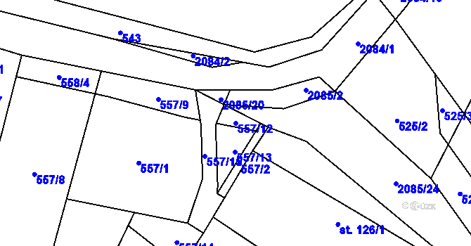 Parcela st. 557/12 v KÚ Rankov u Trhových Svinů, Katastrální mapa
